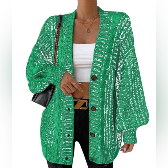 Unity Women's Loose Fit Drop Shoulder Button Front Blend Cardigan - Picture 1 of 2